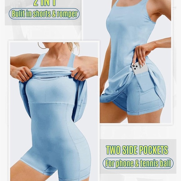 TWO DRESSES: Exercise/Tennis/Golf Dresses with Built-in Shorts & Pockets - Picture 3 of 7